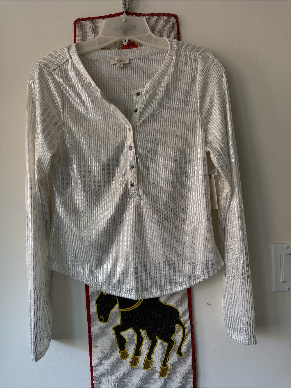 “Anthropologie” The Andie Ribbed Henley Top by Pilcro